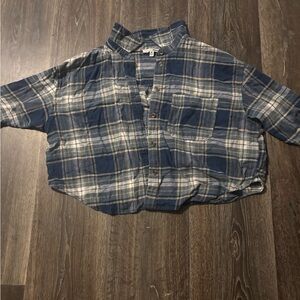 Fashion Nova Blue Plaid Button Down Shirt